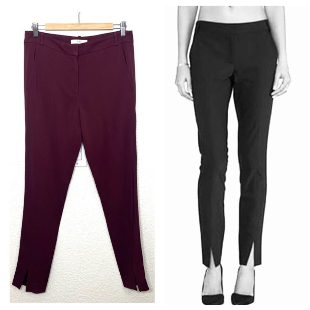 Tibi Beatle Crepe Straight Leg Trouser Pants Burgundy Maroon Size 4